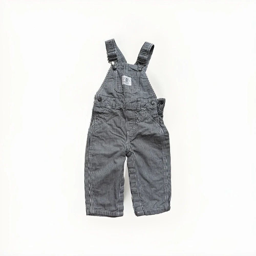 Carters Baby 12 Months Carpenter Conductor Blue Striped Vestbak Overalls